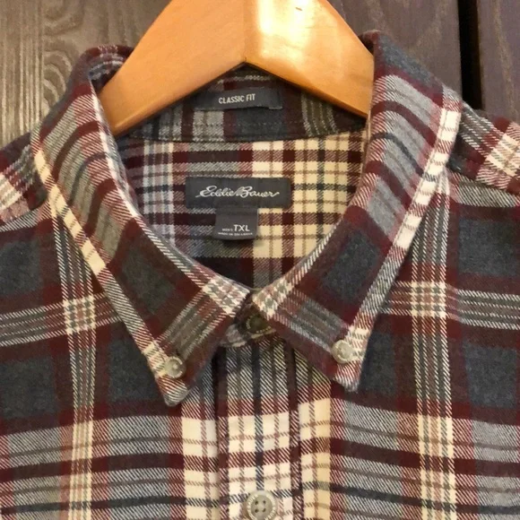 EDDIE BAUER CLASSIC FIT XLT 100% COTTON FLANNEL PLAID MEN’S SHIRT - #391 - Picture 2 of 12